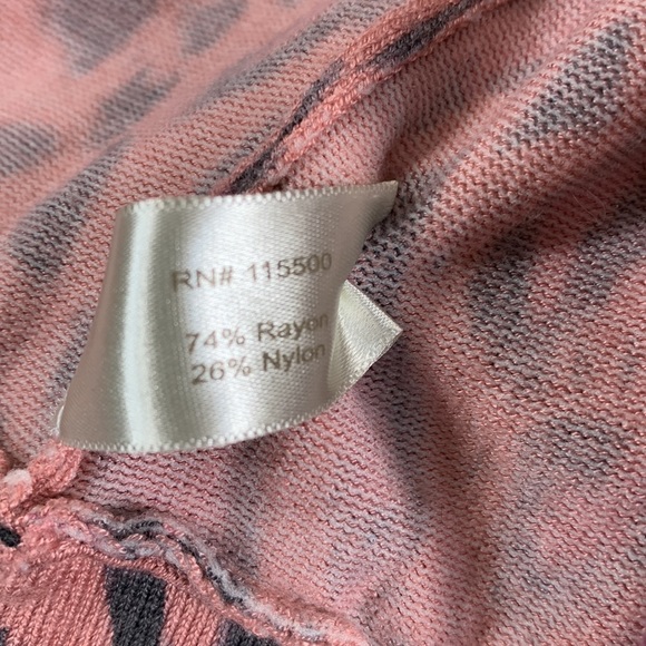 Boston Proper Sweater Open Cardigan S Animal Print Pink Purple Gray - Picture 7 of 14
